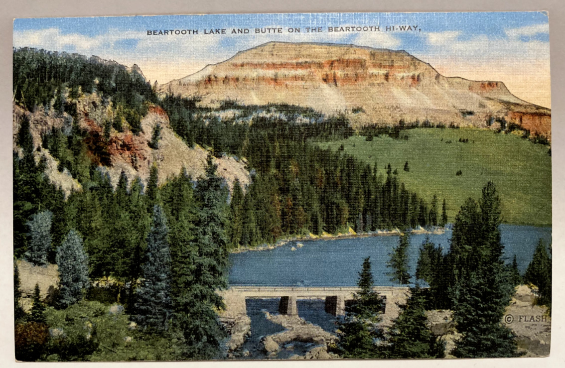 Beartooth Lake & Butte on The Beartooth Hi-Way, Montana MT Vintage Postcard