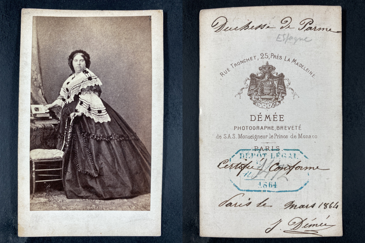 Demée, Paris, Duchess of Parma Louise Marie Thérèse d\'Artois (with signature of the
