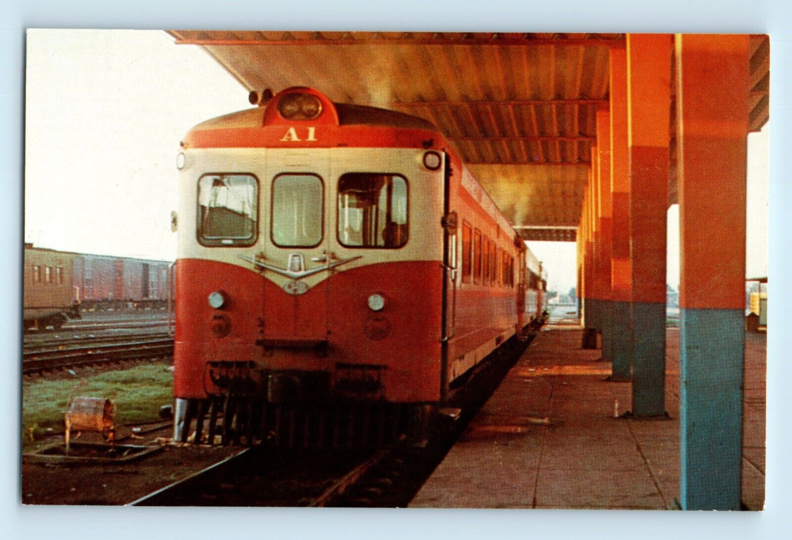 Los Mochis Station 1968 Fiat Passeng Train to Ojinaga Commerce Texas Postcard C4