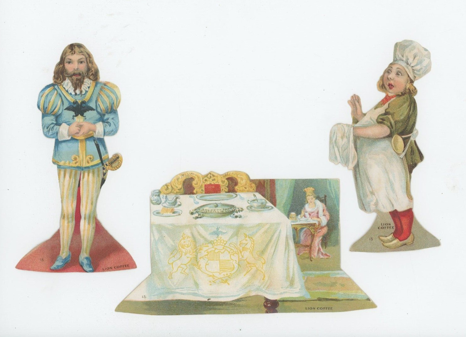 1880\'s-90\'s Victorian Lion Coffee Paper Toys Dolls Lot Of 3 #2 *BE