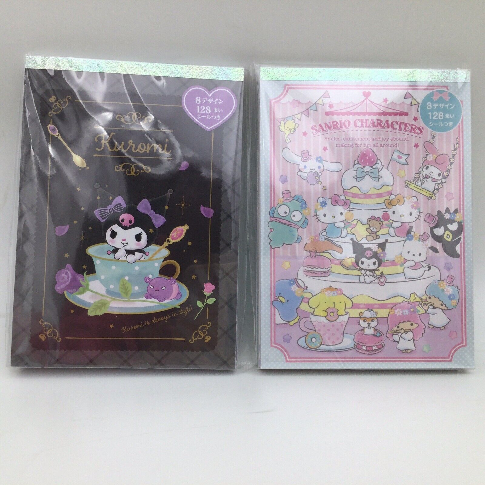 Sanrio Characters Hello Kitty & Kuromi Tea Cup Rose 128 sheets Memo Pad Sticker