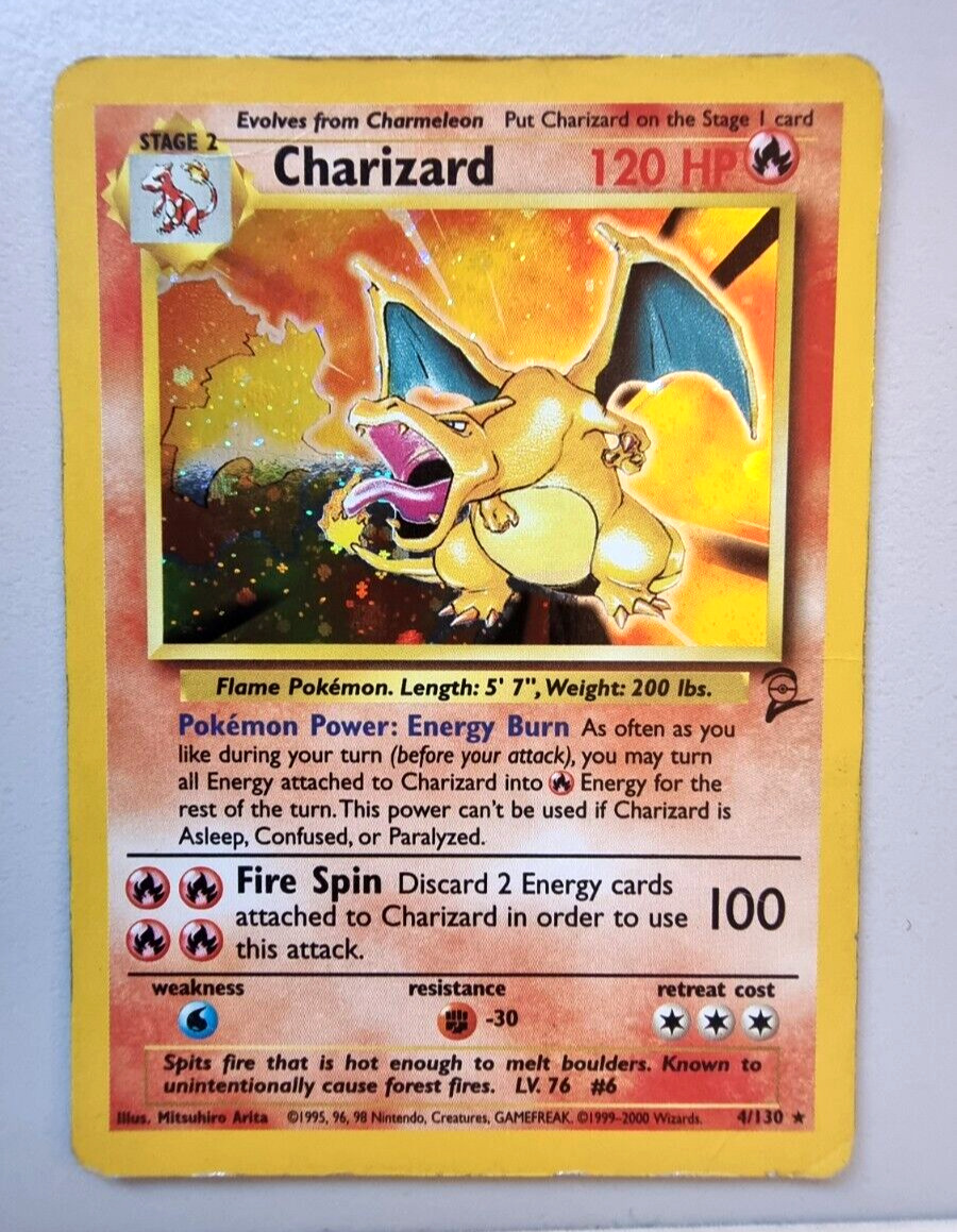 Pokémon Charizard #4/130 - 2000 WOTC Base Set 2 Holo •FREE POSTAGE•