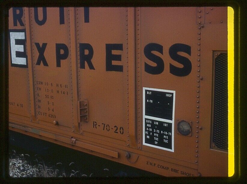 Railroad Slide - Pacific Fruit Express #458935 Reefer Box Car 1975 Congress Park