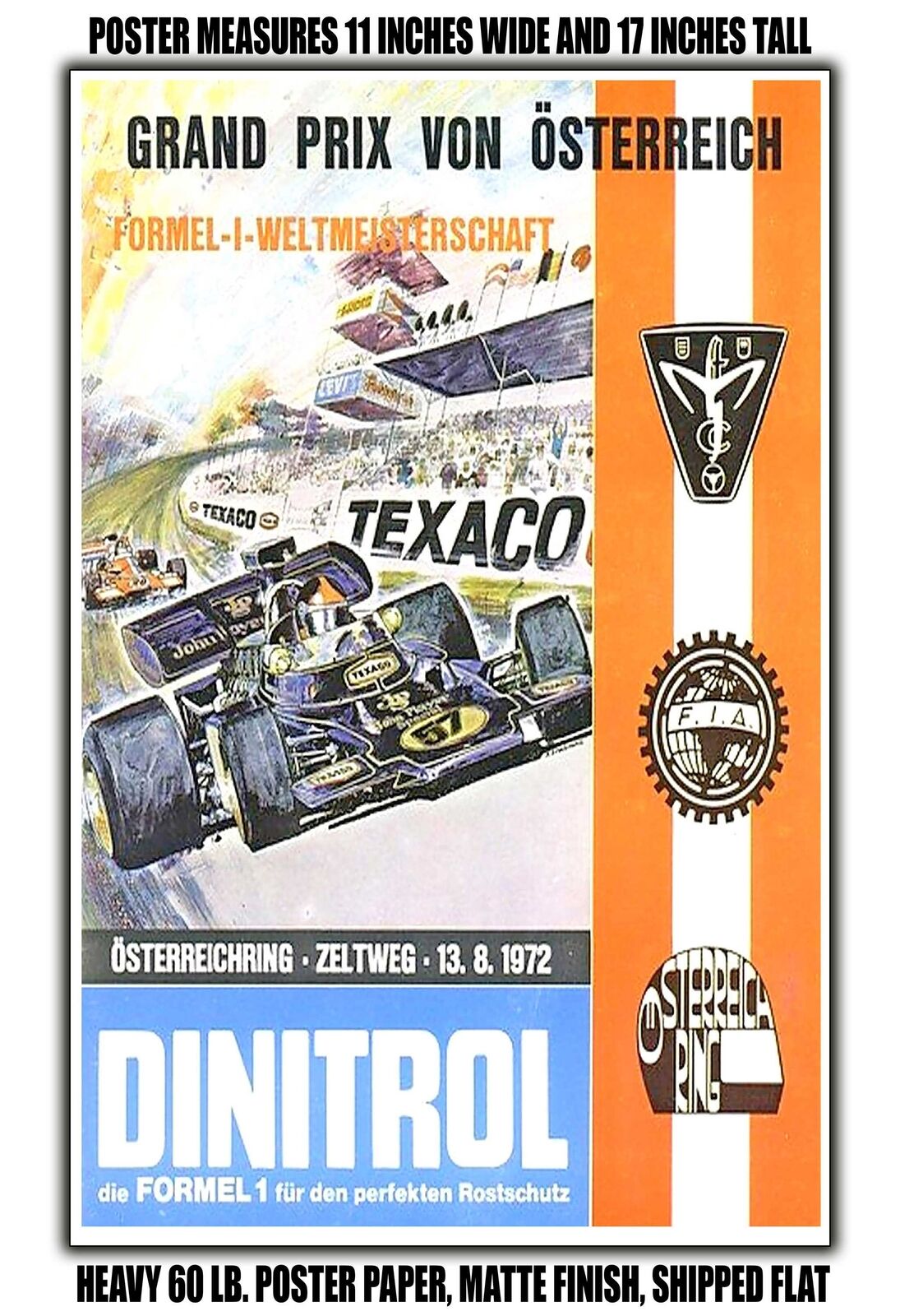 11x17 POSTER - 1972 Austrian Grand Prix Formula 1 World Championship Zeltweg