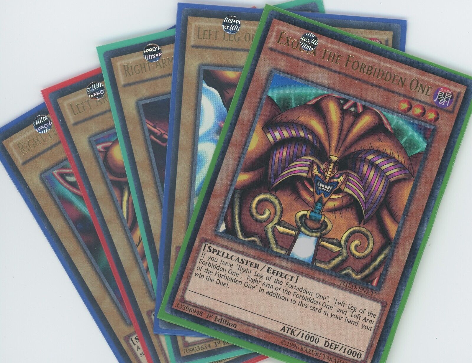 Yugioh Exodia The Forbidden One YGLD-ENA17/18/19/20/21  1st Edition NM