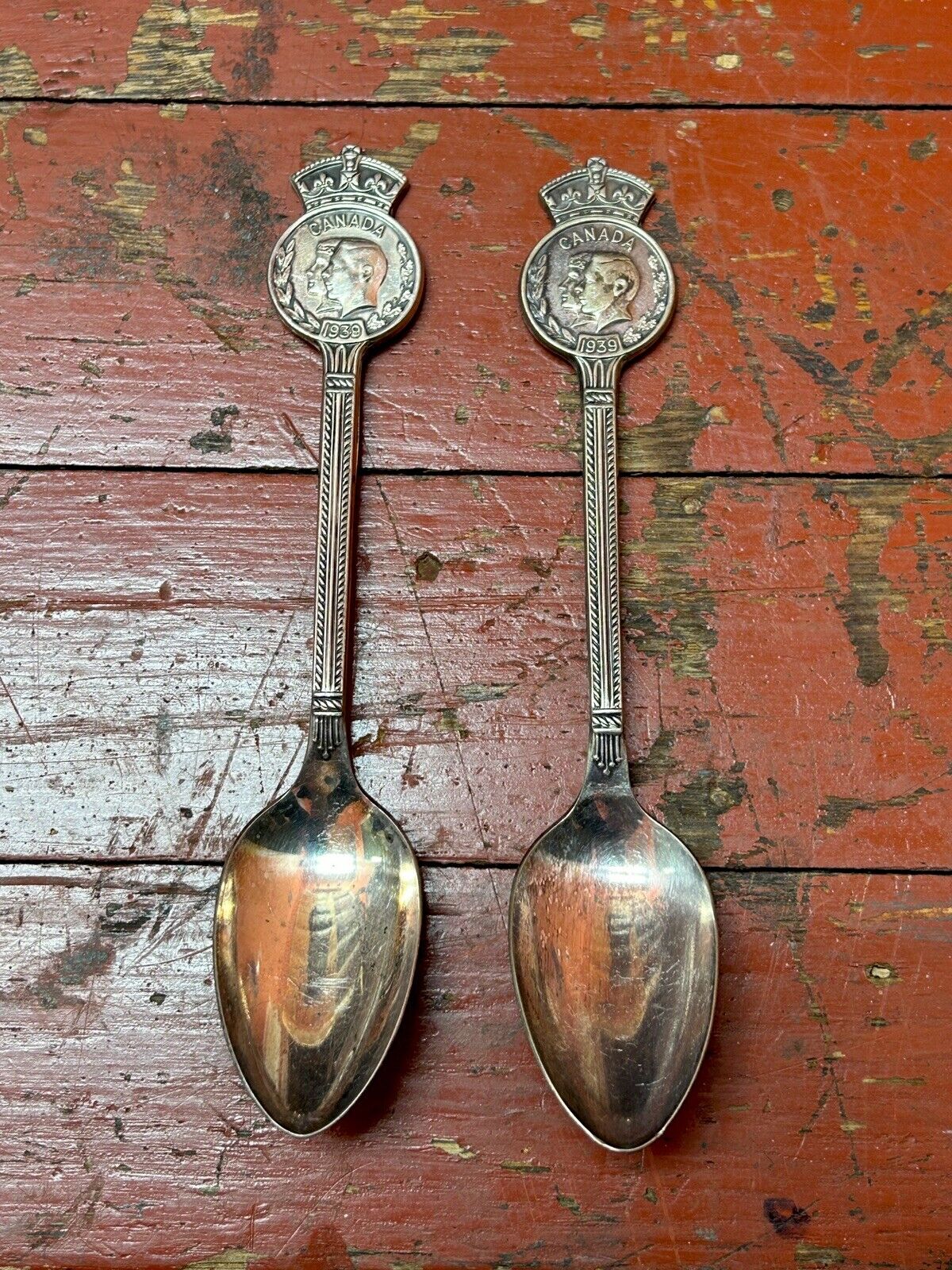 1939 King George VI & Queen Elizabeth Royal Visit Canada Silver Souvenir Spoons