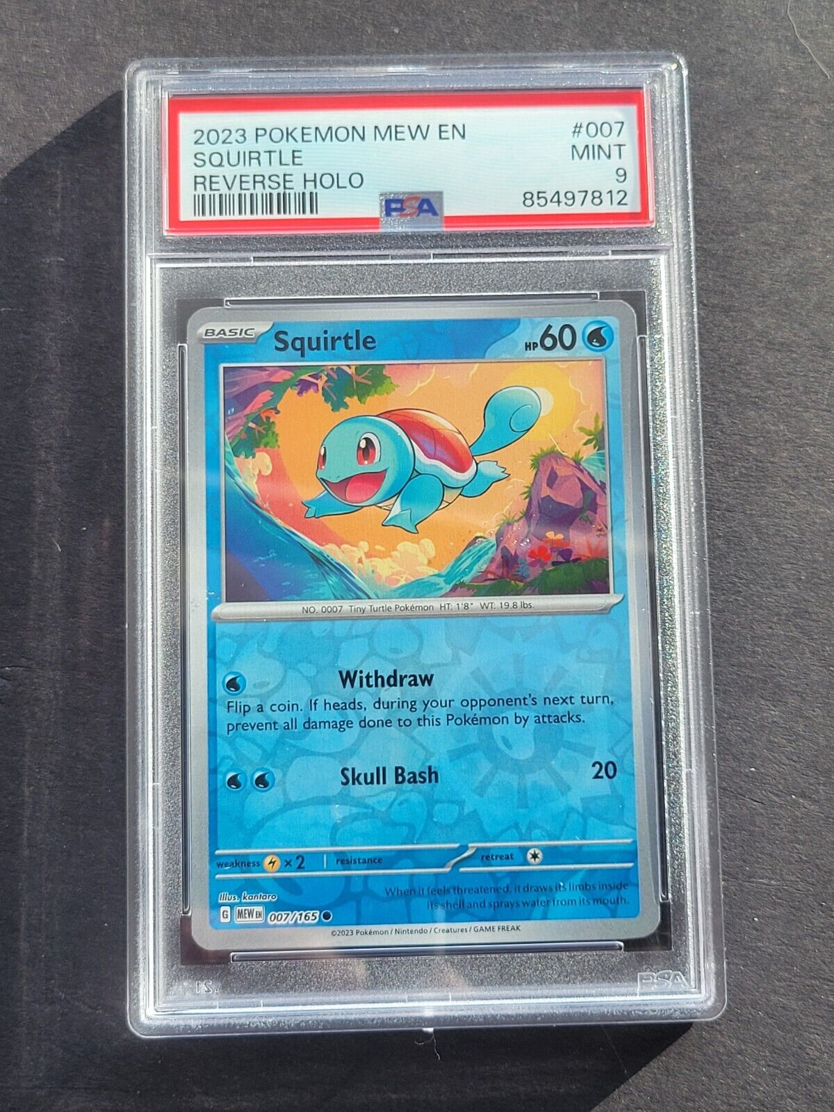 PSA 9 SQUIRTLE 007/165 - SCARLET & VIOLET 151 REVERSE HOLO ENGLISH - MINT