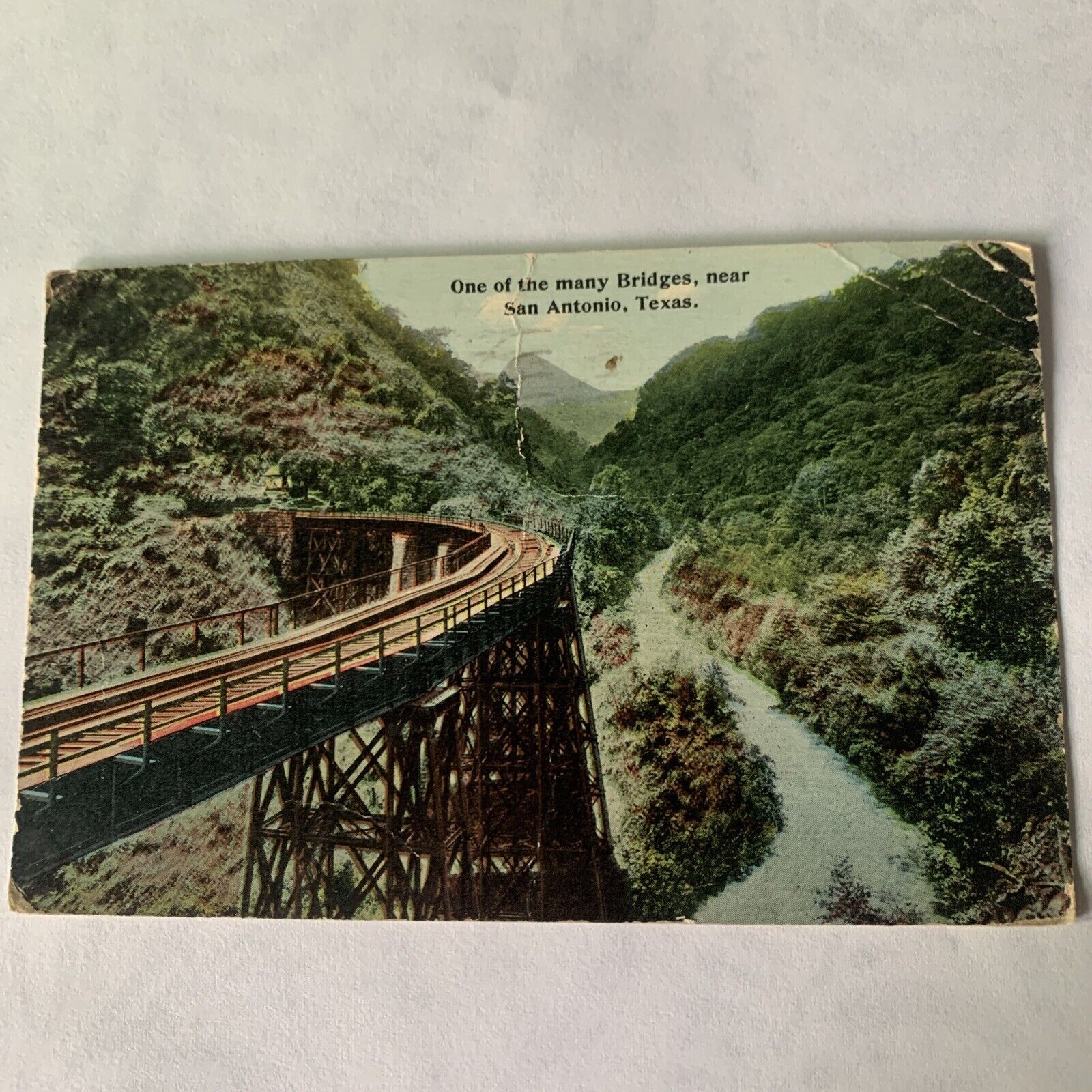 Vintage Postcard 1912 One Of Many Bridges San Antonio Texas Railroad