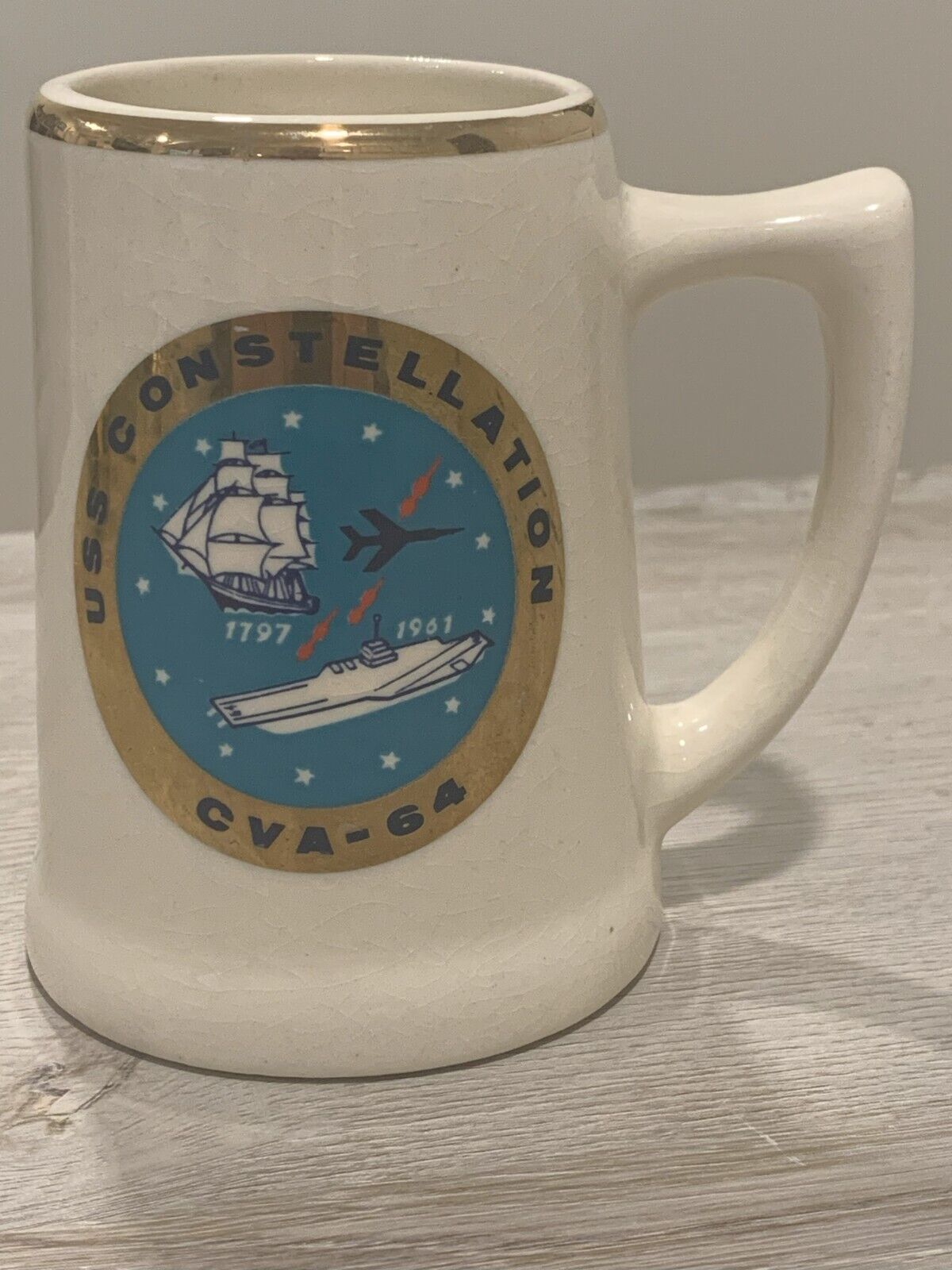 USS Constellation CVA64 8 oz. vintage coffee cup