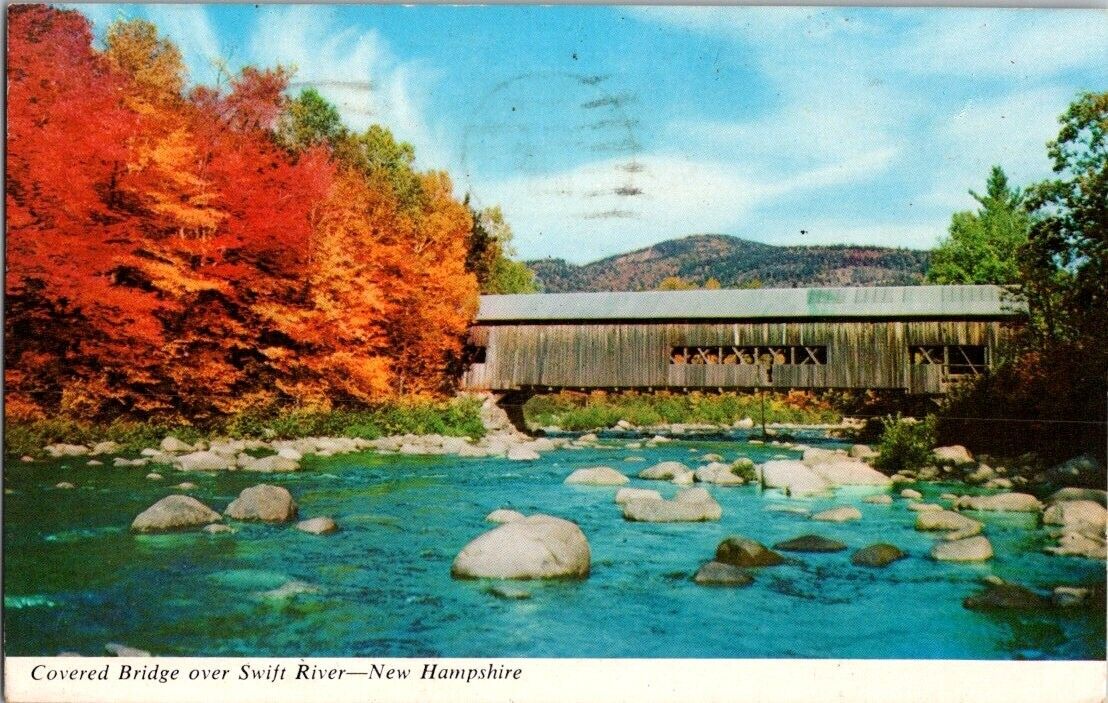 postcard Covered Bridge Over The Swift River Passaconaway New Hampshire A5