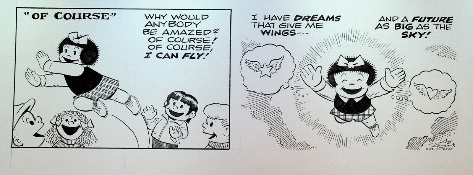 Nancy Original Comic Strip Art Guy Gilchrist October 9 2008 I Can Fly Dreams