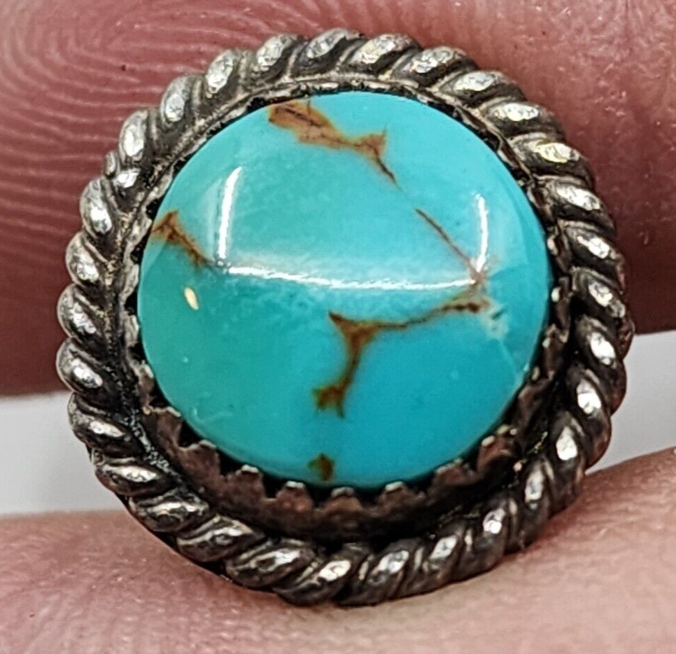 Old Pawn Navajo Sterling Silver & Turquoise Tie Tack