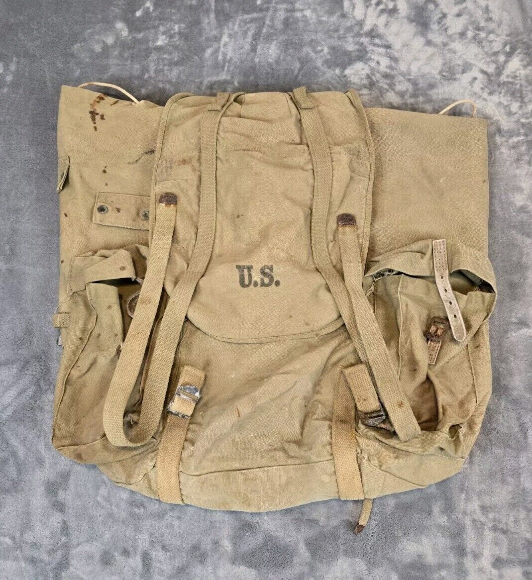 Vintage WW2 US Army Military Field Backpack Rucksack Canvas Bag With Frame 1942