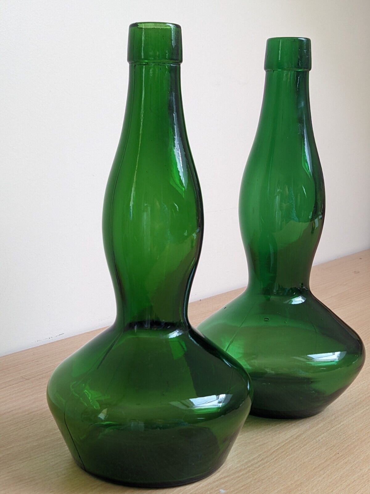 Pair of Vintage Bulmers Cider Green Glass Bottles