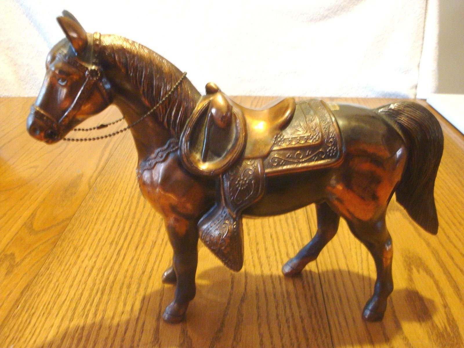 Vintage Large Cast Made Brass Horse with Reins Saddle