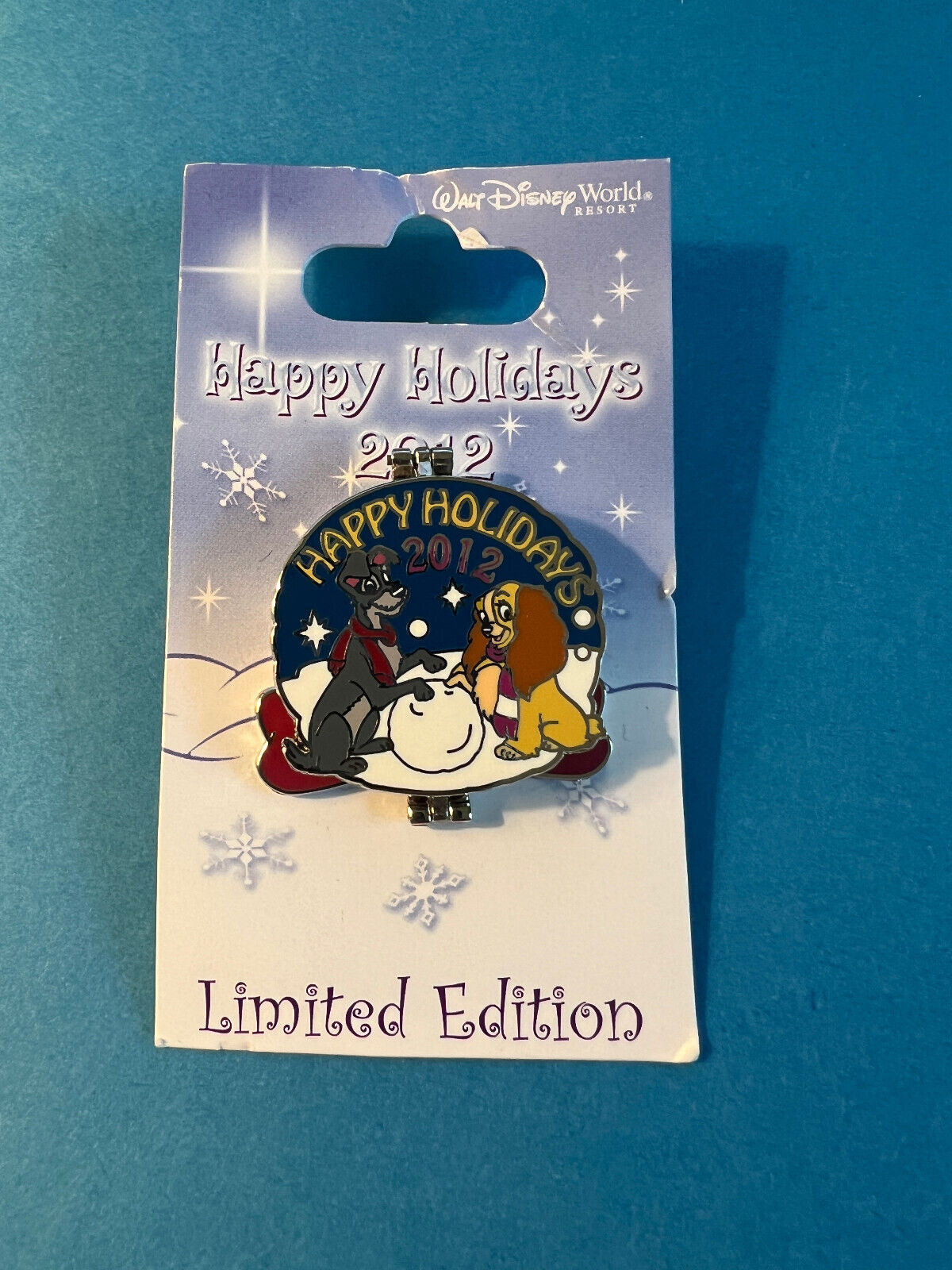 Disney Pin WDW Lady and the Tramp 2012 Happy Holidays Snowman NEW LE1500