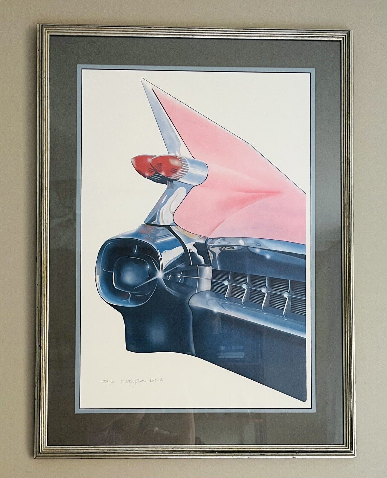 Harold James Cleworth - 1959 Pink Cadillac Lithograph - Signed & Numbered