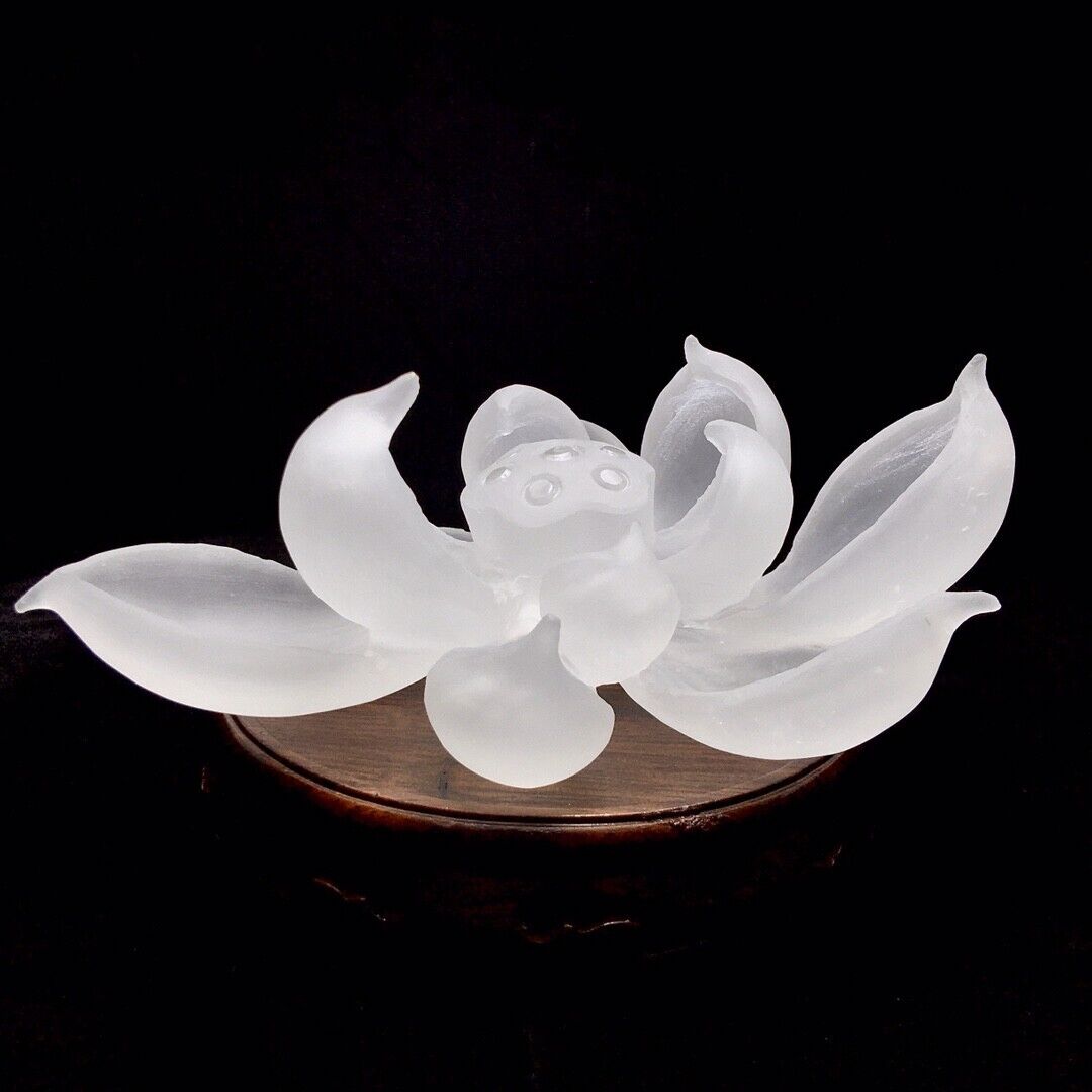 0.46lb Natural clear Quartz lotus Crystal Energy  Reiki Healing Gem Decor
