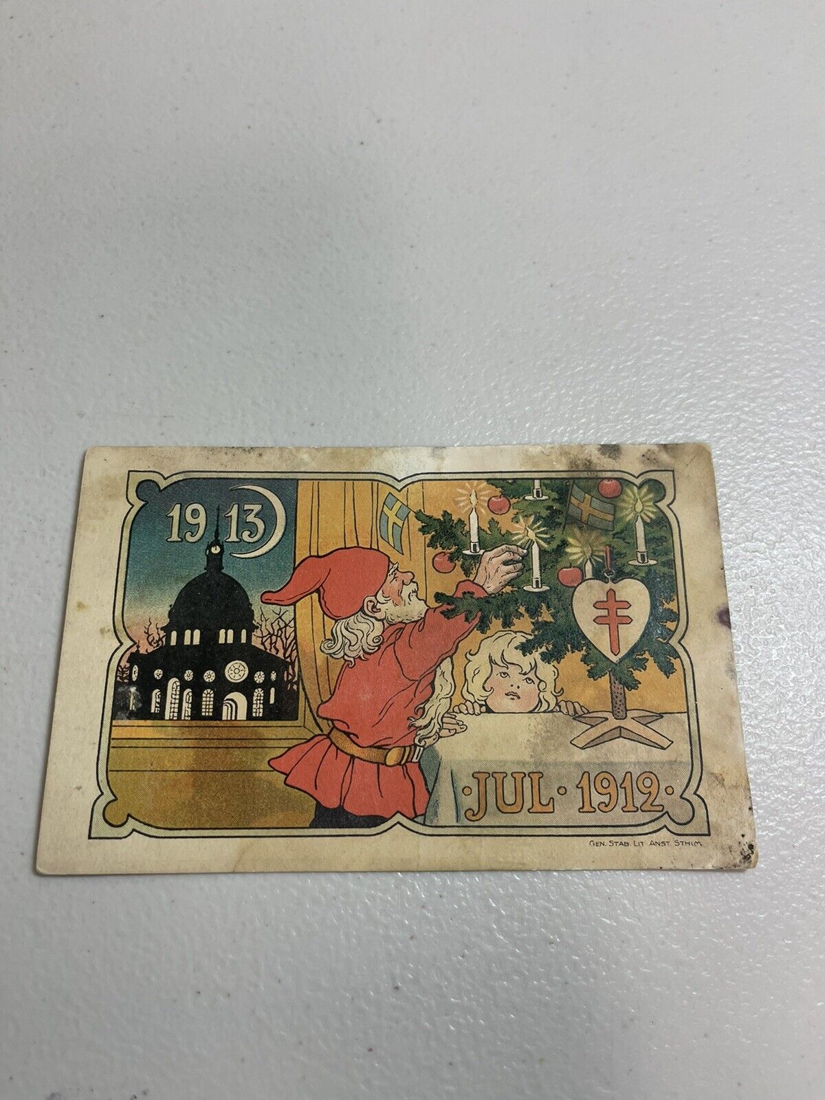 1913 Vintage Rare Postcard ~Gnomes, Jenny Nyström, Christmas