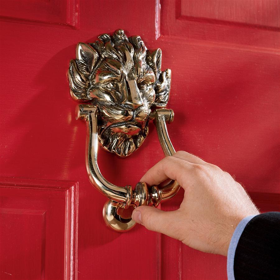 18th Cen Solid Brass British London Prime Minister Imperial Lion Door Knocker