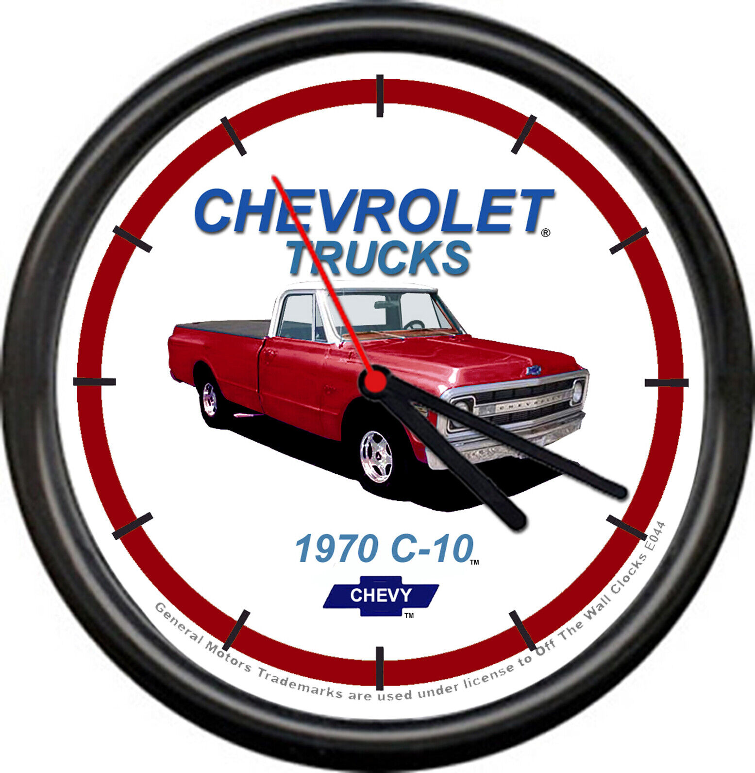 Licensed 1970 Chevy Pickup Truck Red Vintage Chevrolet General Motors Wall Clock