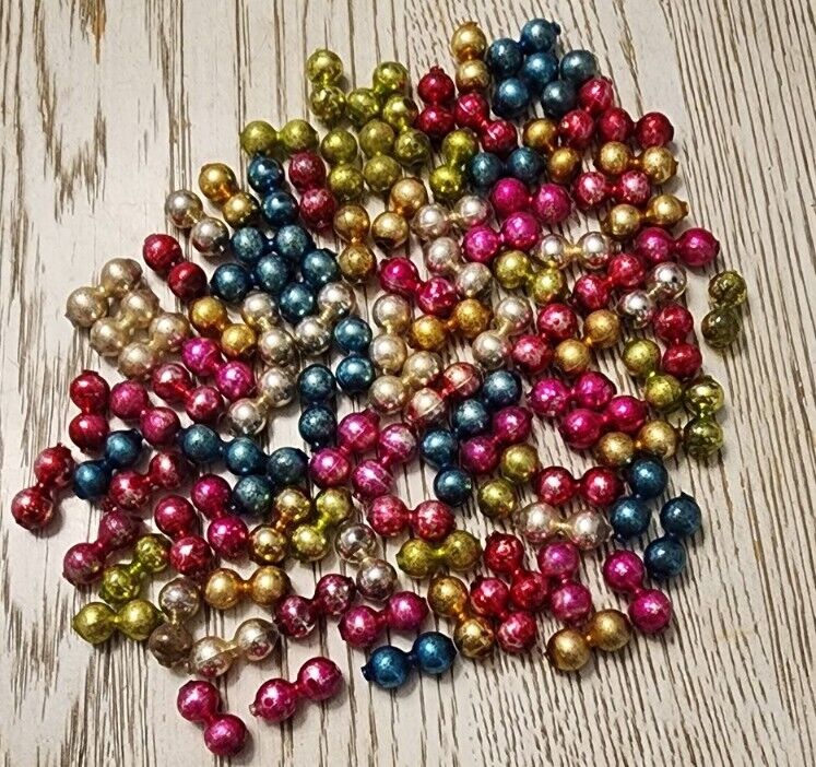 106 Vtg Antique Loose Mercury Glass Double Beads Christmas
