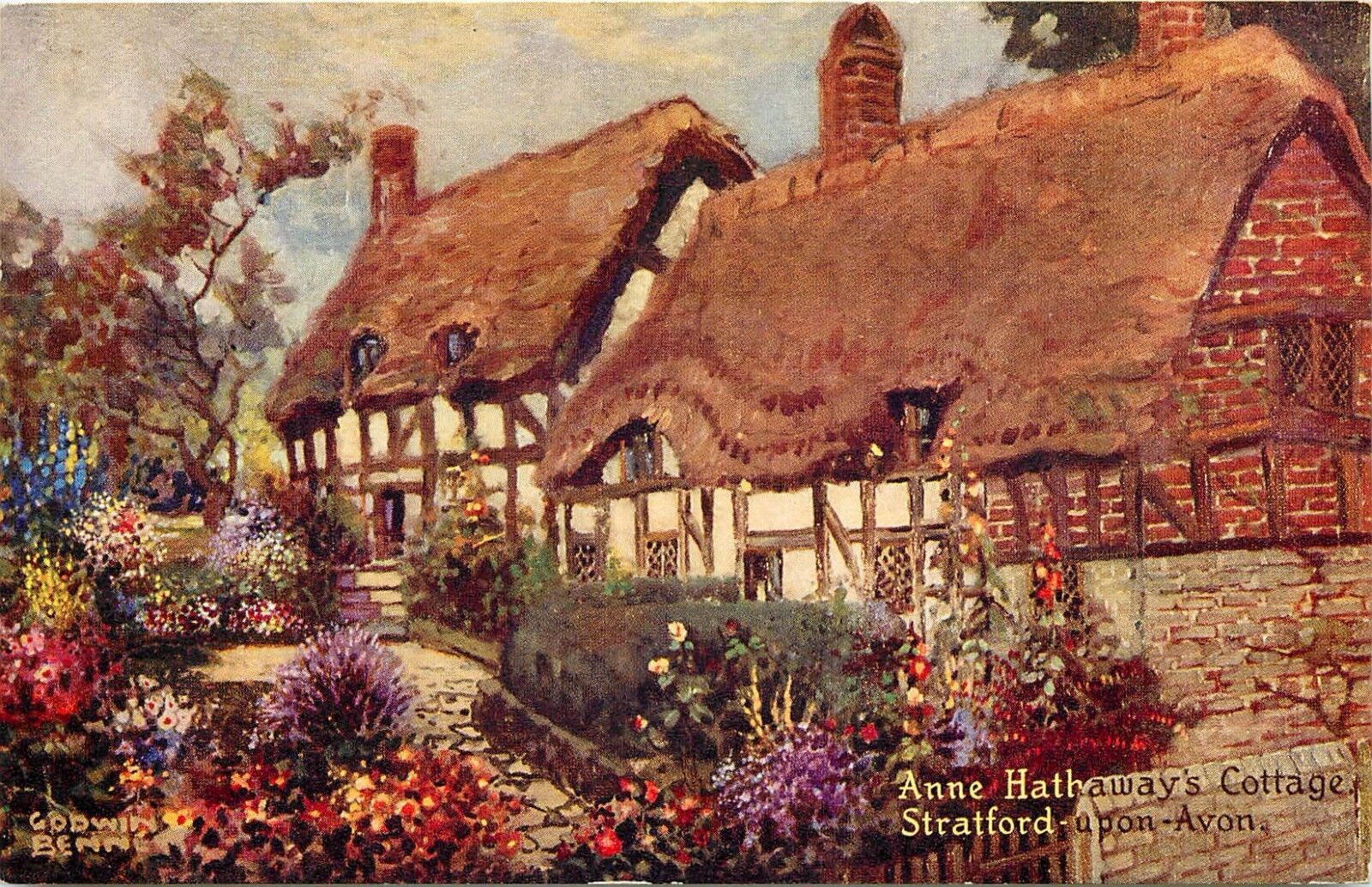 Anne Hathaway Cottage Stratford upon Avon Paiting UK England Postcard