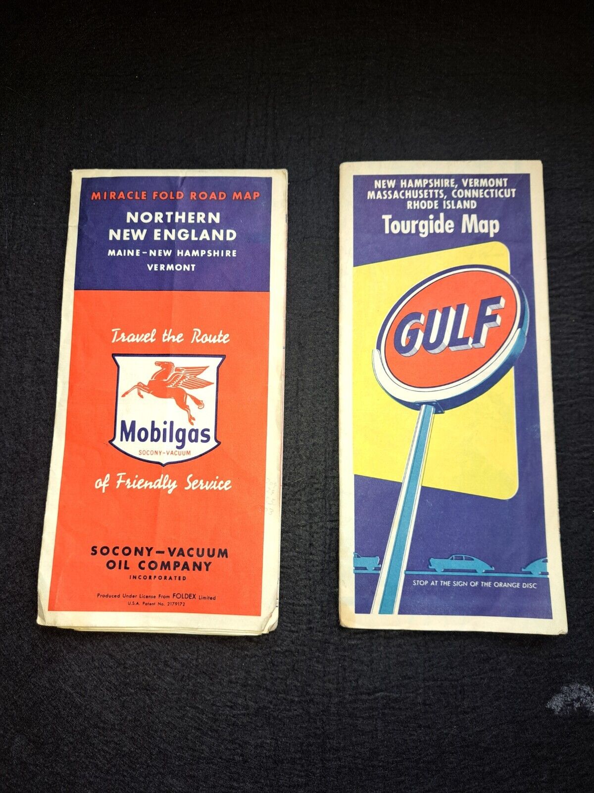 Set Of Two Vintage New England Road Maps