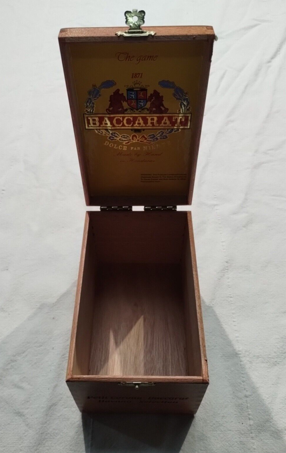 Baccarat The Game Honduras Havana Selection Wooden Cigar Box 6.5\