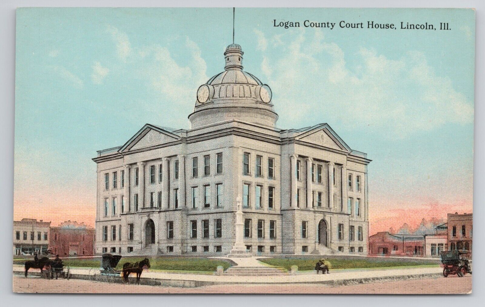 Logan County Court House Lincoln Illinois c1910 Antique Postcard
