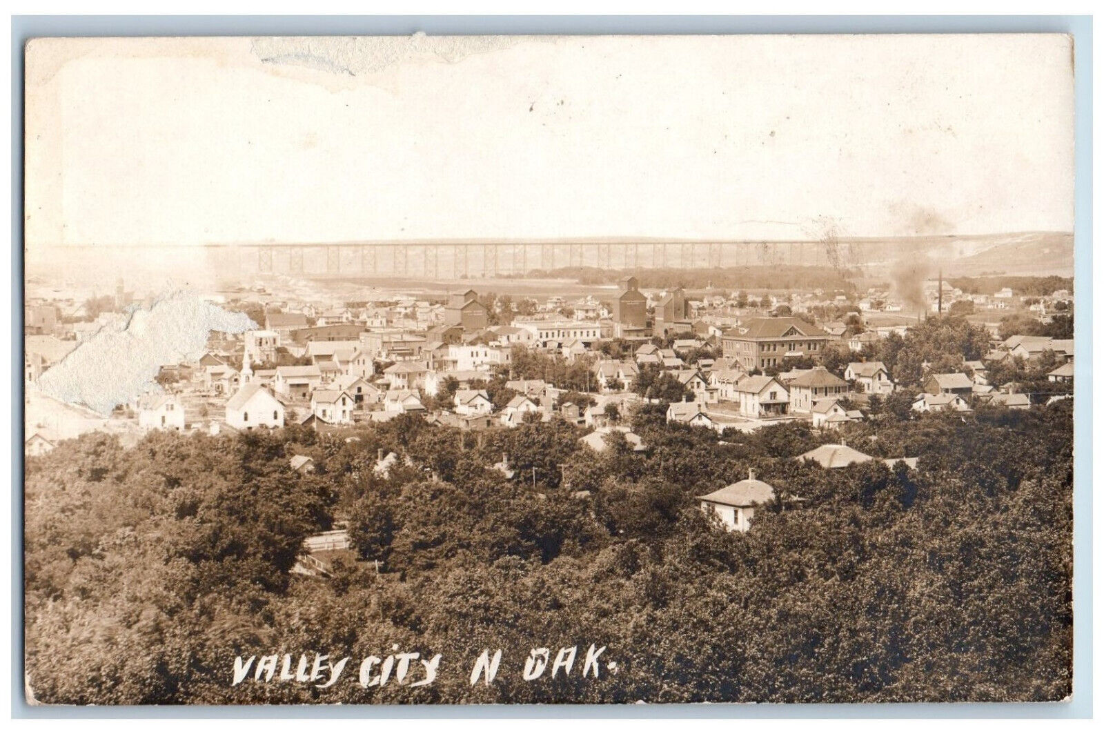 Valley City North Dakota ND Postcard Aerial View Buildings 1911 RPPC Photo