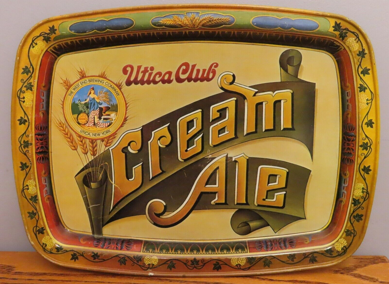 Vintage Utica Club Cream Ale West End Brewing Beer Rectangle Tray 