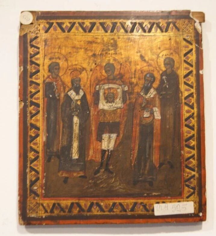 Antique Icon Saints Christian Religion Wood Jesus Paint Russian Rare Old 18th