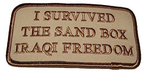 I SURVIVED THE SAND BOX IRAQI FREEDOM PATCH OIF VETERAN DESERT TAN