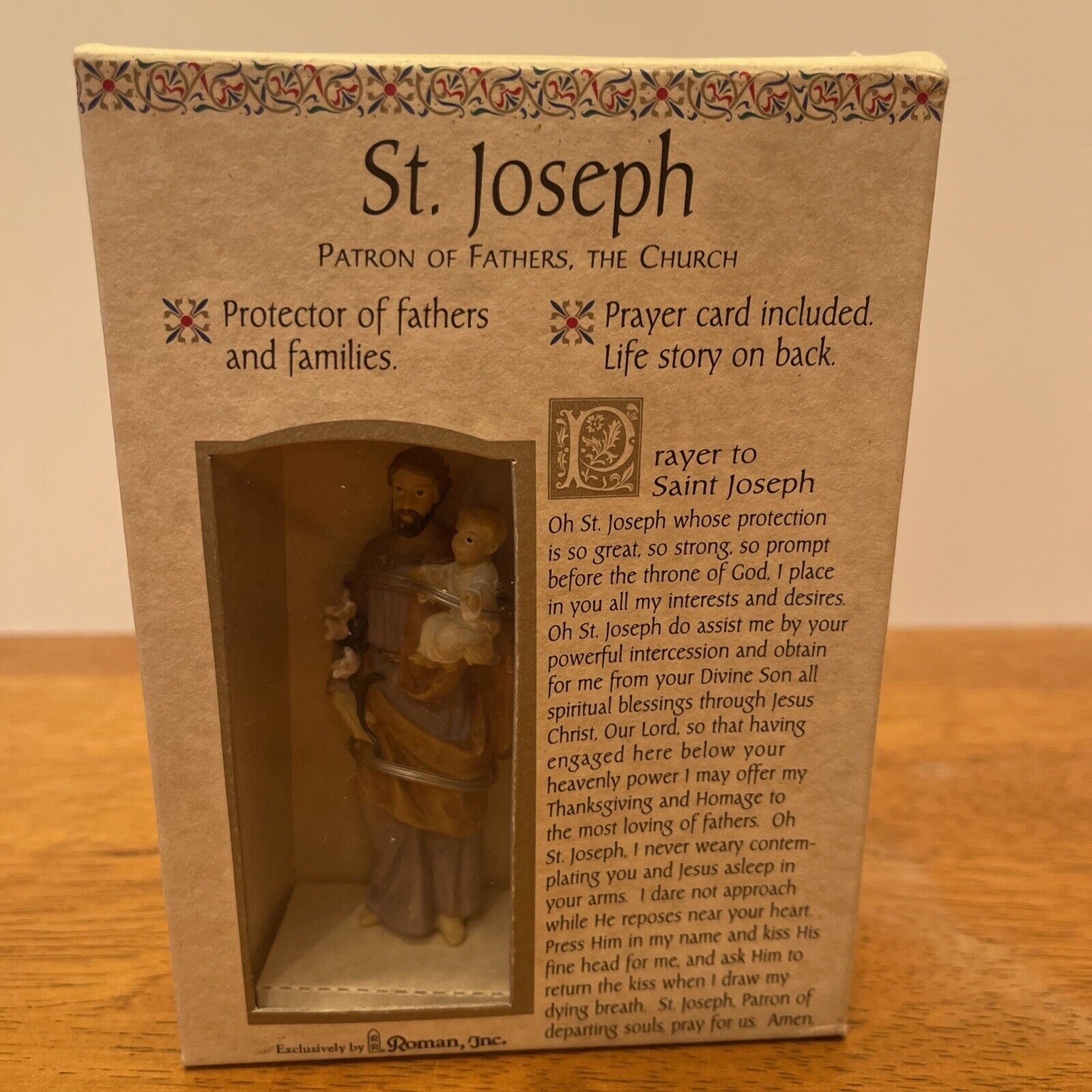 VTG Saint Joseph and Child Baby Jesus Roman Inc Figurine Small Statue 3 1/2\