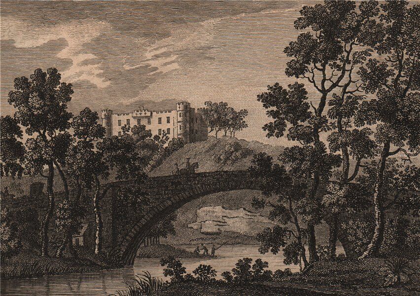 TWIZELL CASTLE AND BRIDGE, Northumberland. GROSE 1776 old antique print