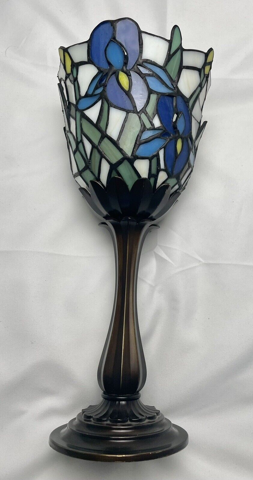 Partylite Iris Stained Glass Holder Lamp Retired rare HTF Tiffany votive candle