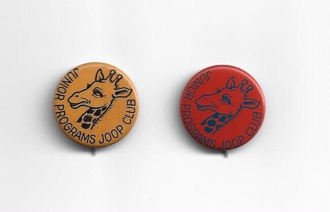 2 Vintage pin Junior Program JOOP Club GIRAFFE button pinback 1950s