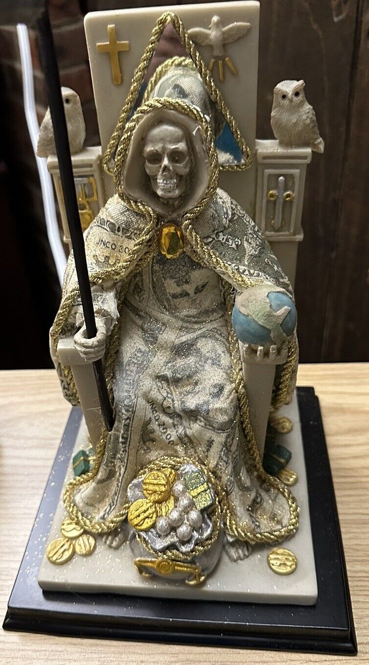 Santa Muerte Statue Money Robe 10”x7”. Our Lady Of Holy Death Seated 💀
