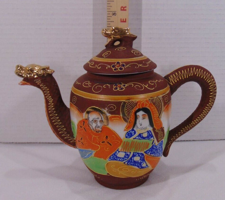 Vintage Japanese TT Takito Satsuma Moriage Hand-Painted Dragon Ware Tea Pot
