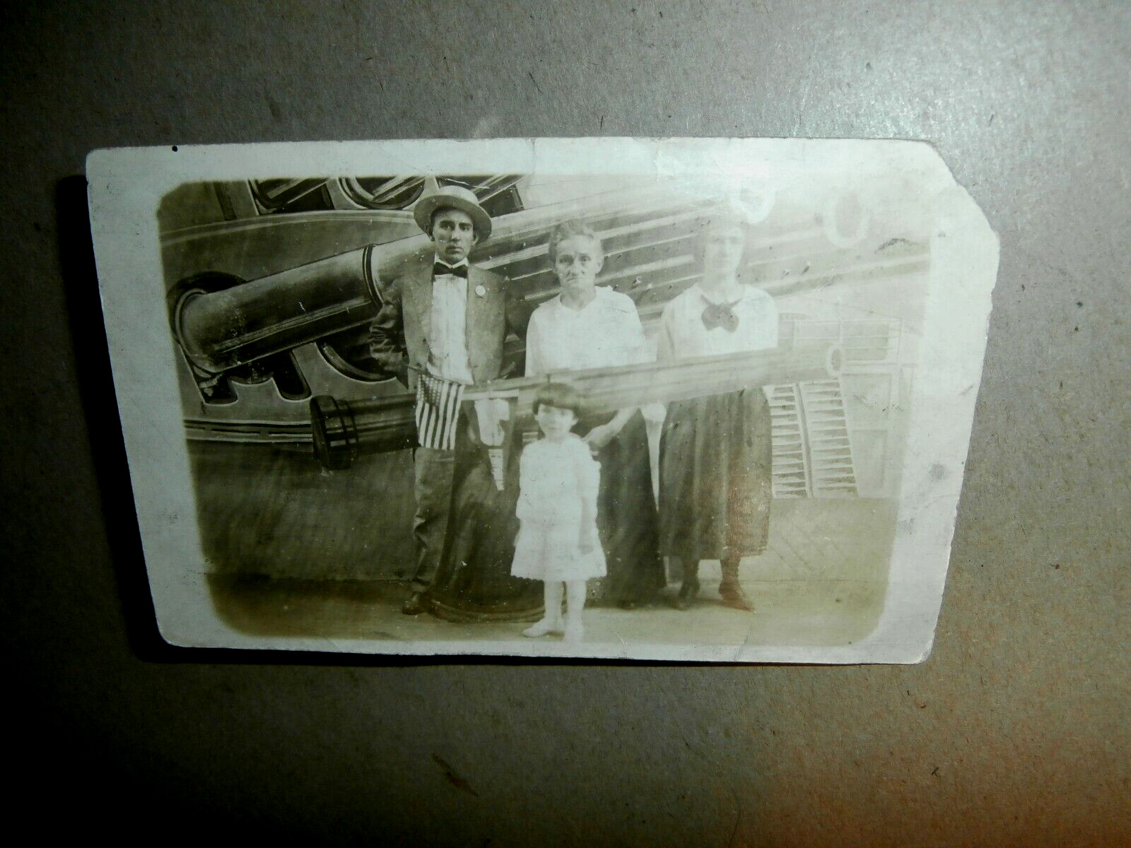 Vintage 1900\'s Real Photo Postcard Clara Hughes Family Jeanette PA Battleship
