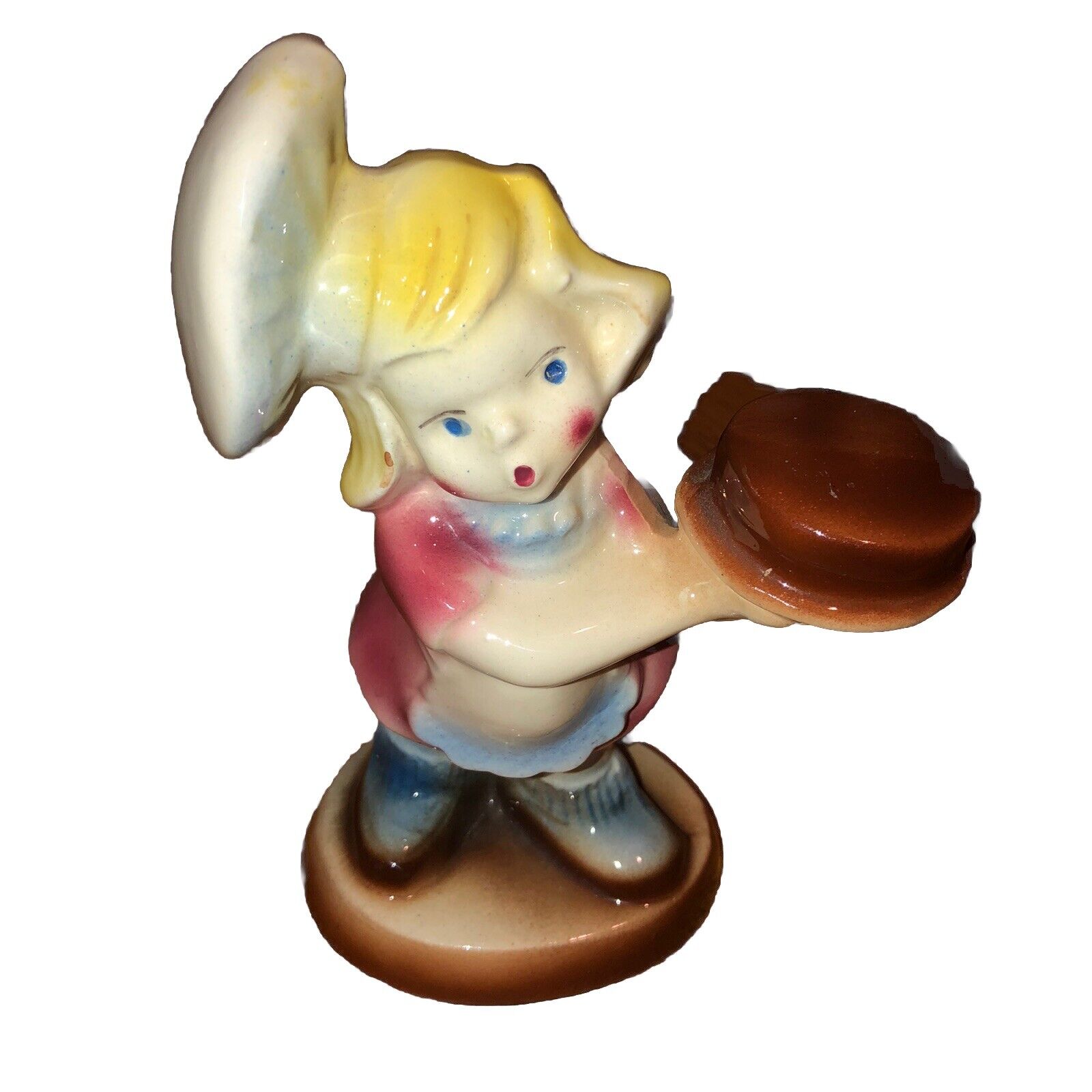 Vtg Mid Century Childs Elsa Baker Girl Figurine Pastry Chef Ceramic Kitschy ￼