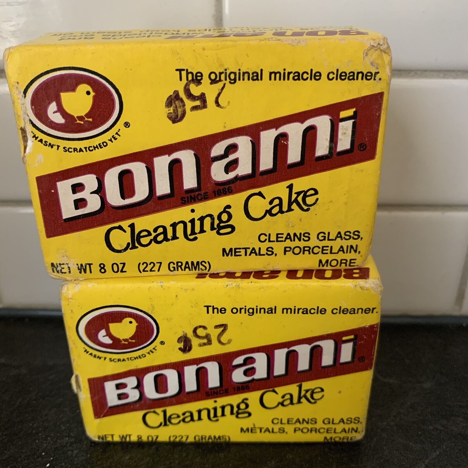 2 BON AMI CLEANING CAKES Large 8oz SOAP Bars MINT Vintage FELDSPAR OLD STOCK 70s