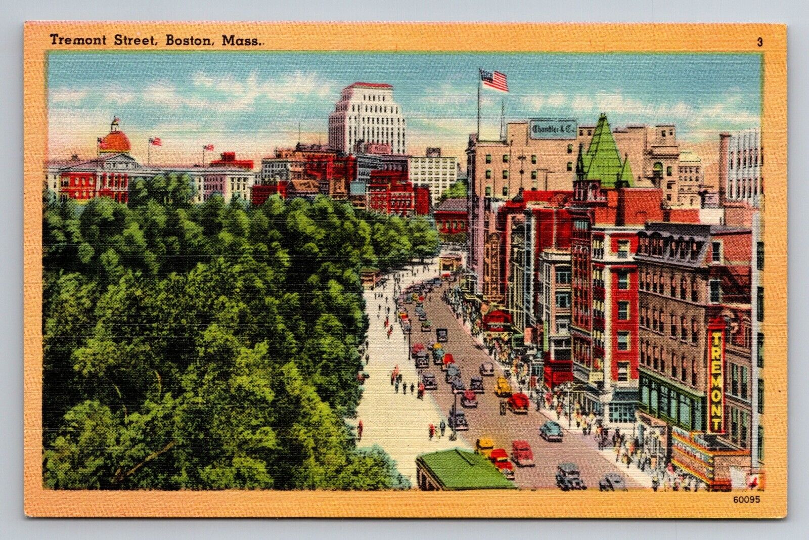Postcard Tremont Street Boston Mass. Kings Chapel Vintage Unposted Circa 1943