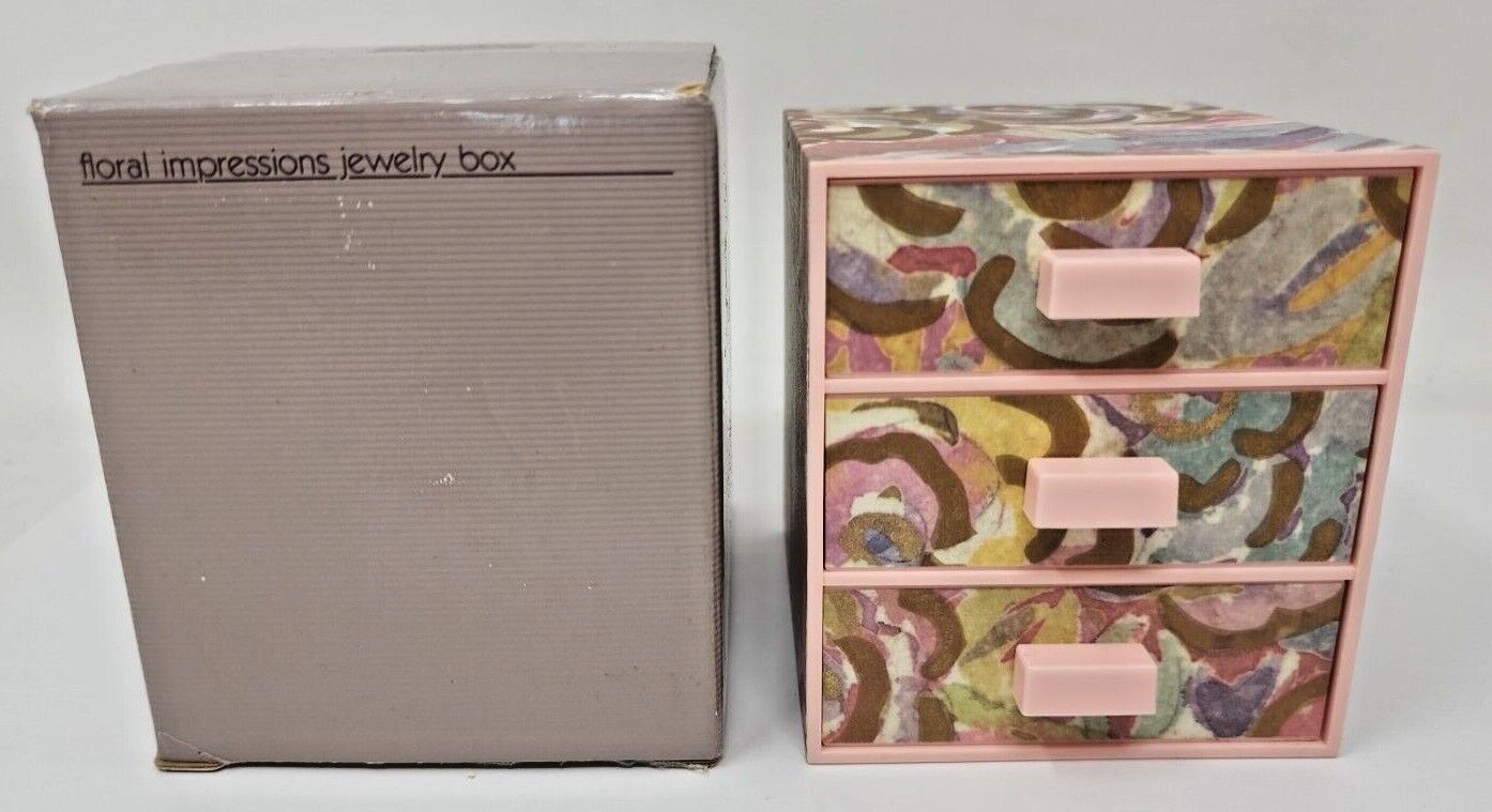 Vintage Avon1988 Floral Impressions 3-Drawer Jewelry/Trinket Box New In Box U96