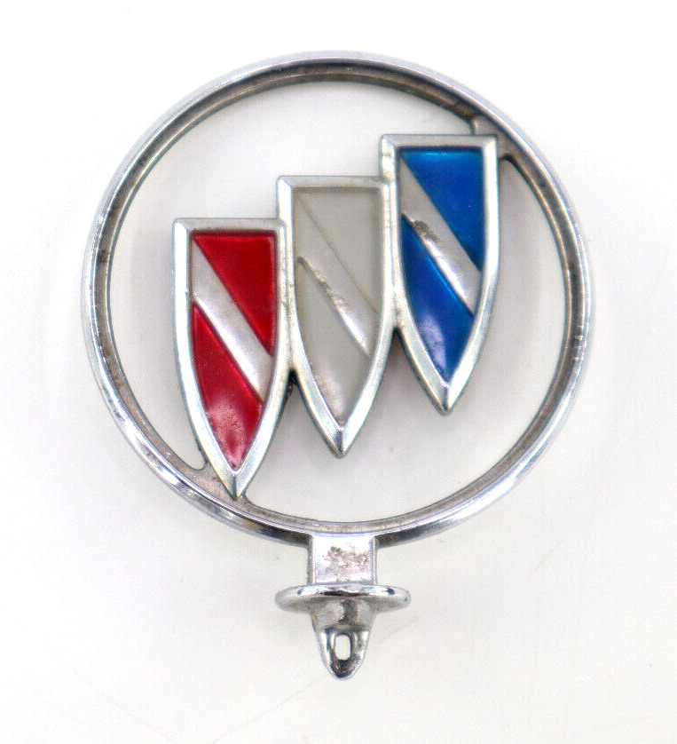 Vintage Buick Chrome Silver Tri-Shield Logo Hood Ornament Emblem