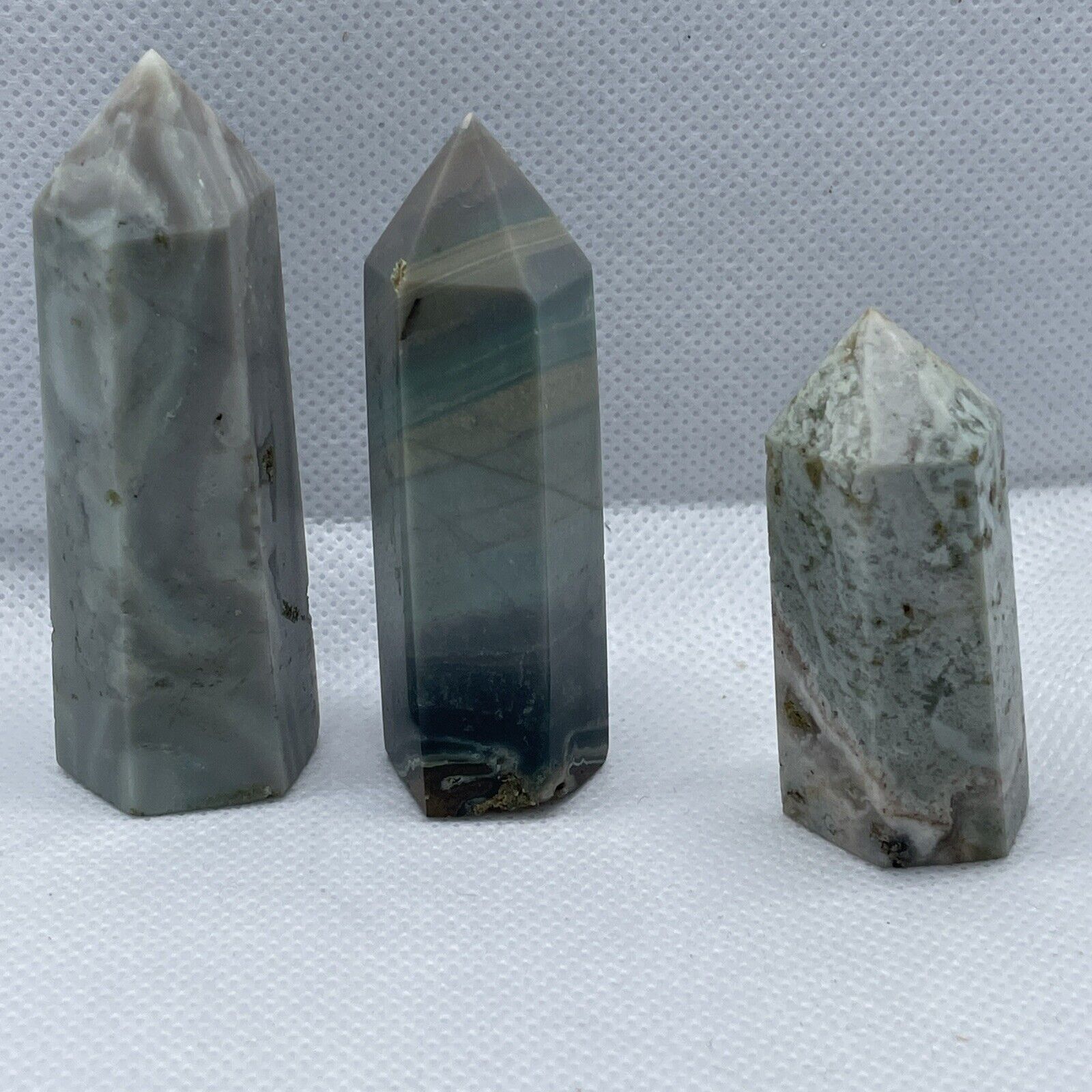 Calcite Caribbean Tower Crystal Blue Point Obelisk Healing Natural X 3 Lot