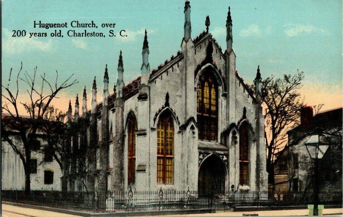 1910. HUGUENOT CHURCH. CHARLESTON, SC POSTCARD. RR6
