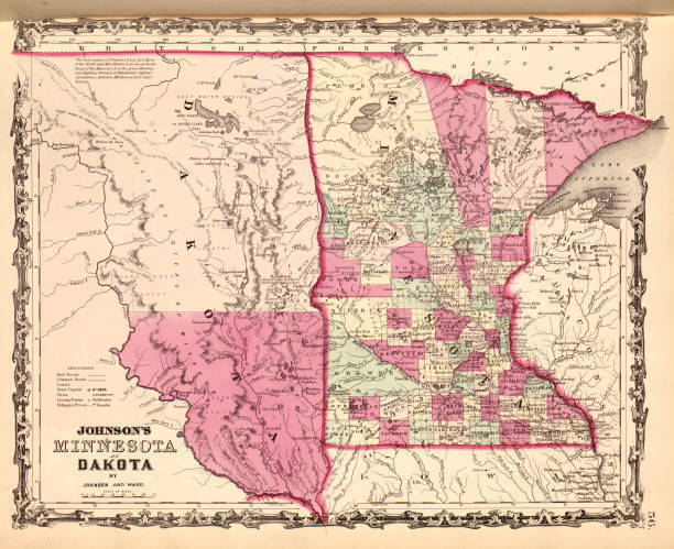Map Shows Minnesota & Dakota 1862 Old Photo Print