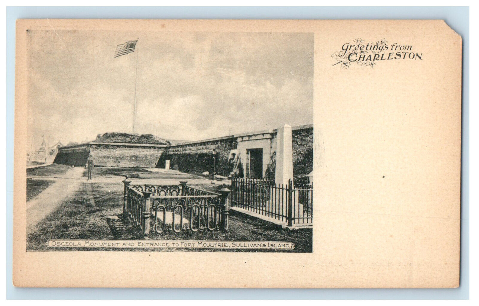 c1900s Osceola Monument, Greeting from Charleston South Carolina SC PMC Postcard